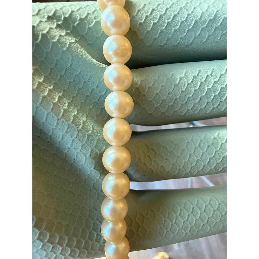 Vintage Made in Japan Faux Pearl Necklace Champagne Cream Mid Century Jewelry